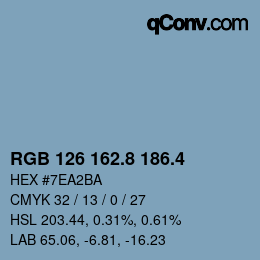 カラーコード: RGB 126 162.8 186.4 | qconv.com