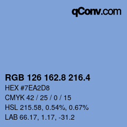 カラーコード: RGB 126 162.8 216.4 | qconv.com