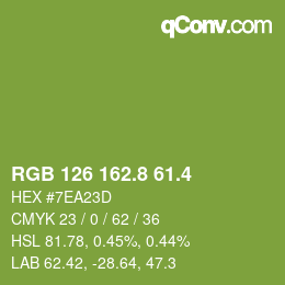 カラーコード: RGB 126 162.8 61.4 | qconv.com