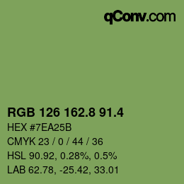 カラーコード: RGB 126 162.8 91.4 | qconv.com