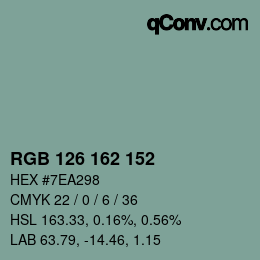 Color code: RGB 126 162 152 | qconv.com
