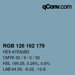 Color code: RGB 126 162 179 | qconv.com