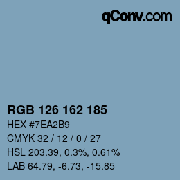 Color code: RGB 126 162 185 | qconv.com