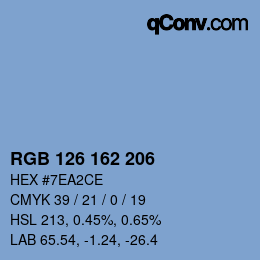 Color code: RGB 126 162 206 | qconv.com