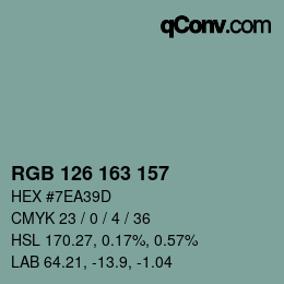 Farbcode: RGB 126 163 157 | qconv.com