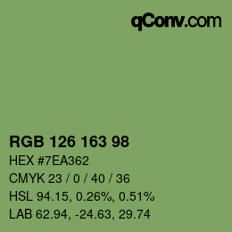 颜色代码: RGB 126 163 98 | qconv.com