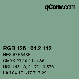 カラーコード: RGB 126 164.2 142 | qconv.com