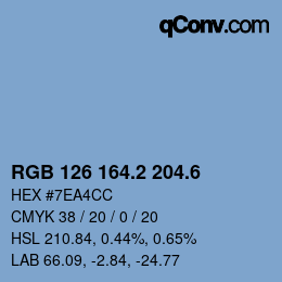 カラーコード: RGB 126 164.2 204.6 | qconv.com