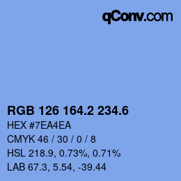 カラーコード: RGB 126 164.2 234.6 | qconv.com