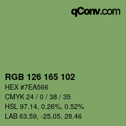 Color code: RGB 126 165 102 | qconv.com