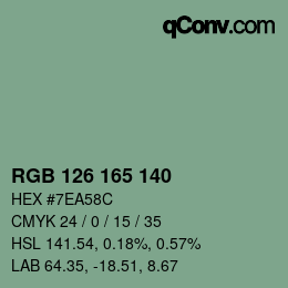 Color code: RGB 126 165 140 | qconv.com