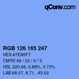颜色代码: RGB 126 165 247 | qconv.com