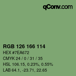 Código de color: RGB 126 166 114 | qconv.com