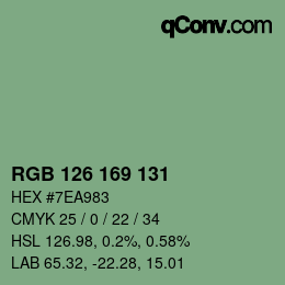 Color code: RGB 126 169 131 | qconv.com