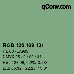 Color code: RGB 126 169 131 | qconv.com