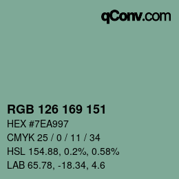 颜色代码: RGB 126 169 151 | qconv.com
