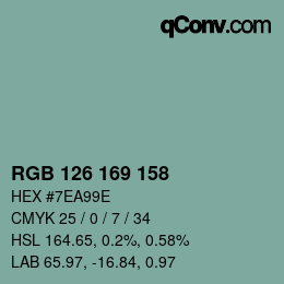 Farbcode: RGB 126 169 158 | qconv.com