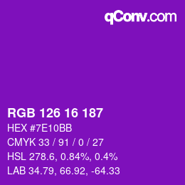Color code: RGB 126 16 187 | qconv.com