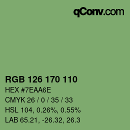 Color code: RGB 126 170 110 | qconv.com