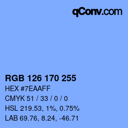 カラーコード: RGB 126 170 255 | qconv.com