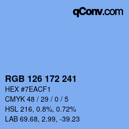 Color code: RGB 126 172 241 | qconv.com