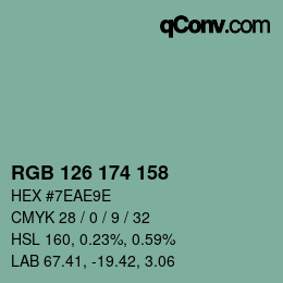 カラーコード: RGB 126 174 158 | qconv.com