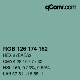 Color code: RGB 126 174 162 | qconv.com