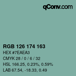 Color code: RGB 126 174 163 | qconv.com