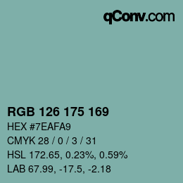 カラーコード: RGB 126 175 169 | qconv.com