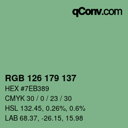 Color code: RGB 126 179 137 | qconv.com