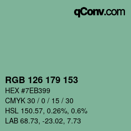 Color code: RGB 126 179 153 | qconv.com