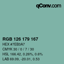 Color code: RGB 126 179 167 | qconv.com