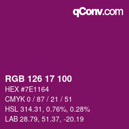 Color code: RGB 126 17 100 | qconv.com