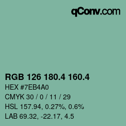 カラーコード: RGB 126 180.4 160.4 | qconv.com