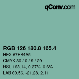 カラーコード: RGB 126 180.8 165.4 | qconv.com