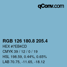 カラーコード: RGB 126 180.8 205.4 | qconv.com