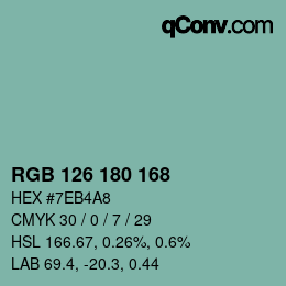 Farbcode: RGB 126 180 168 | qconv.com