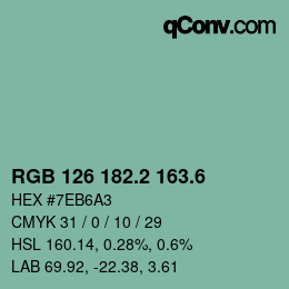カラーコード: RGB 126 182.2 163.6 | qconv.com