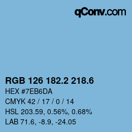 カラーコード: RGB 126 182.2 218.6 | qconv.com