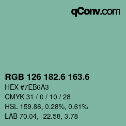 カラーコード: RGB 126 182.6 163.6 | qconv.com