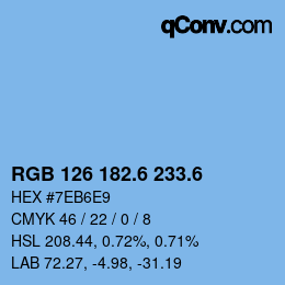 カラーコード: RGB 126 182.6 233.6 | qconv.com
