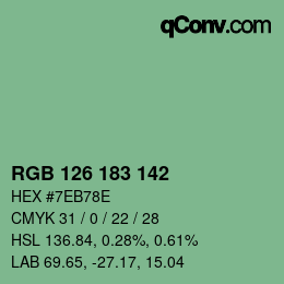 Color code: RGB 126 183 142 | qconv.com
