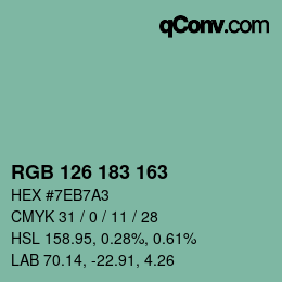 Color code: RGB 126 183 163 | qconv.com