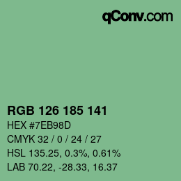 Color code: RGB 126 185 141 | qconv.com