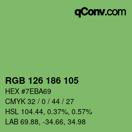 Color code: RGB 126 186 105 | qconv.com