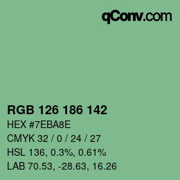 Color code: RGB 126 186 142 | qconv.com