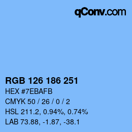 Color code: RGB 126 186 251 | qconv.com