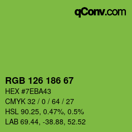 Color code: RGB 126 186 67 | qconv.com
