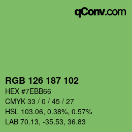 Color code: RGB 126 187 102 | qconv.com