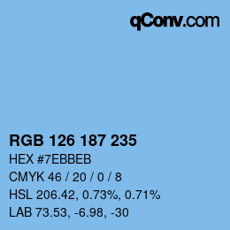 Farbcode: RGB 126 187 235 | qconv.com